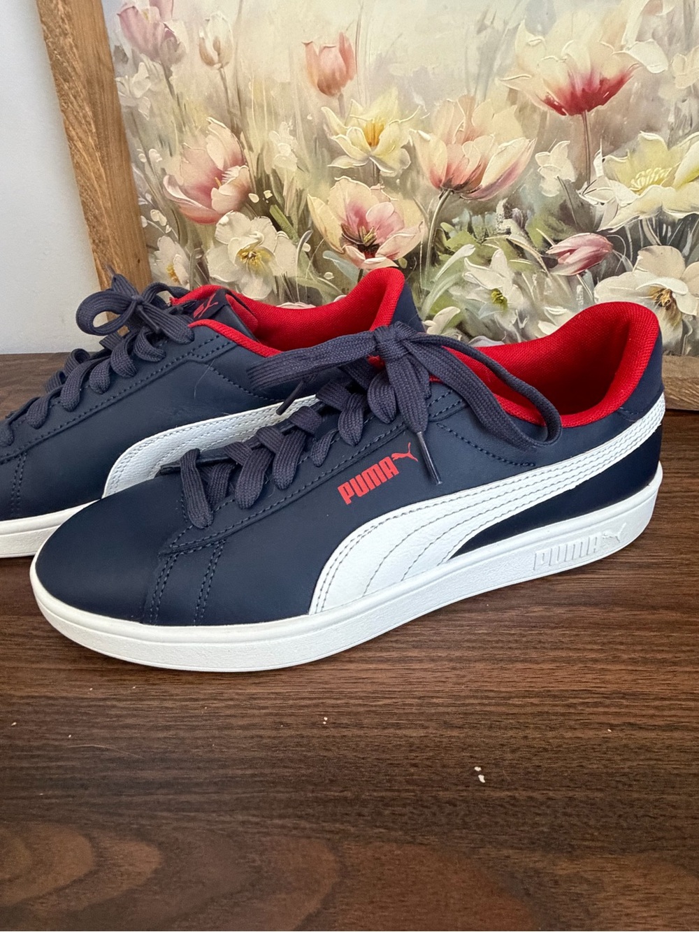 Puma Men’s Navy Red White Classic Sneakers Size 7